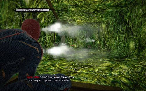 Idąc dalej prosto dotrzesz na niższy poziom kanałów, gdzie znajduje się tunel wypełniony zieloną substancją - 1 - Train Docking Station - Misje dodatkowe - Niesamowity Spider-Man - poradnik do gry