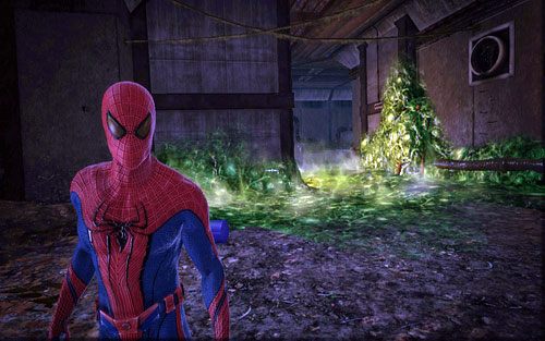 Po przeskoczeniu nad pierwszą kałużą kwasu, skręć w prawy korytarz - 04 - The Thrill of the Hunt - Znajdźki - Niesamowity Spider-Man - poradnik do gry