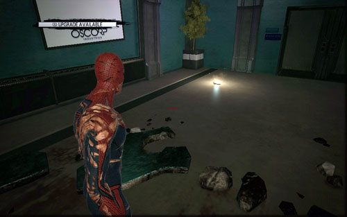 Zaprowadzi cię on do małego pomieszczenie, w którego lewym rogu ukryto instrukcję - 07 - Spidey to the Rescue - Nagrania, Magazyny, Instrukcje - Znajdźki - Niesamowity Spider-Man - poradnik do gry