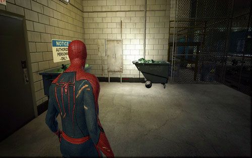 Będzie za nią stała taczka, na której pozostawiono nagranie - 10 - Spider-Man No More! - Nagrania, Magazyny - Znajdźki - Niesamowity Spider-Man - poradnik do gry