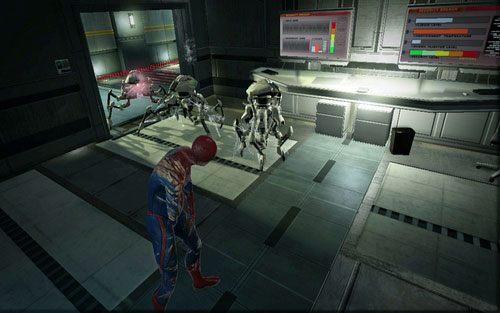 W ostatnim pomieszczeniu z prawej ukryto drugie nagranie - 10 - Spider-Man No More! - Nagrania, Magazyny - Znajdźki - Niesamowity Spider-Man - poradnik do gry