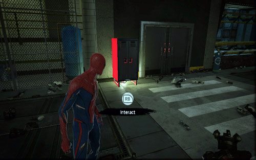 Musisz wyrzucić ja w powietrze (RB) i podnieść leżący pod spodem zeszyt - 10 - Spider-Man No More! - Instrukcje, Części technologii - Znajdźki - Niesamowity Spider-Man - poradnik do gry