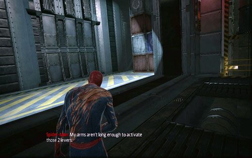 W prawym rogu hali będzie leżało kilka dużych skrzyń - 10 - Spider-Man No More! - Instrukcje, Części technologii - Znajdźki - Niesamowity Spider-Man - poradnik do gry