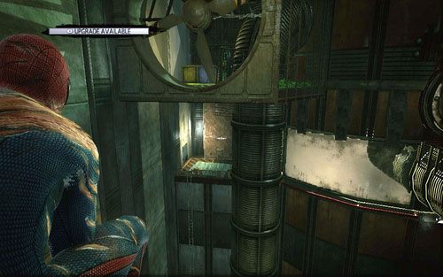 Chwyć się potem ściany naprzeciwko, a następnie odwróć i wyląduj pod wiatrakiem - 12 - Where Crawls the Lizard? - Znajdźki - Niesamowity Spider-Man - poradnik do gry