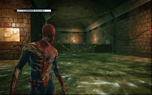 Wróć teraz do pomieszczenia, gdzie walczyłeś z piranią i idź dalej prosto - 12 - Where Crawls the Lizard? - Znajdźki - Niesamowity Spider-Man - poradnik do gry