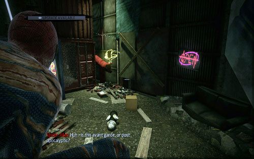 Dalej zobaczysz czerwoną rurę, która zaprowadzi cię do miejsca z neonową reklamą kawy - 12 - Where Crawls the Lizard? - Znajdźki - Niesamowity Spider-Man - poradnik do gry