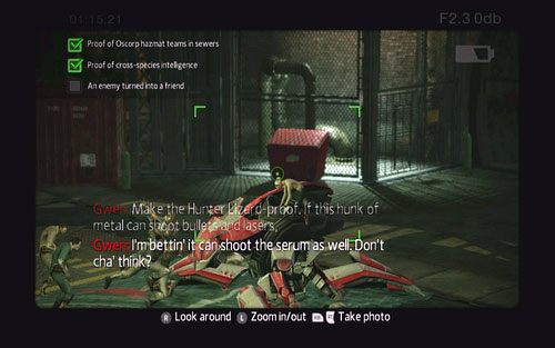 Ostatnie zdjęcie musisz zrobić maszynie, na której ukryła się Gwen - 12 - Where Crawls the Lizard? - Znajdźki - Niesamowity Spider-Man - poradnik do gry