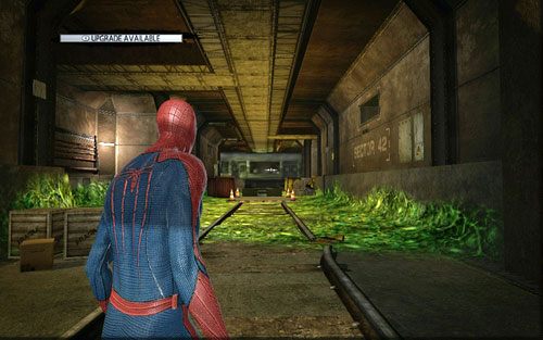 Po zejściu do podziemi i ominięciu turbiny, idź cały czas w lewo, aż do blokującego przejście wagonika - Train Docking Station - Znajdźki - Niesamowity Spider-Man - poradnik do gry