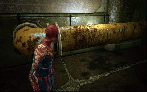 Na rurze z lewej ukryto drugi magazyn - Water Treatment Facility - Znajdźki - Niesamowity Spider-Man - poradnik do gry