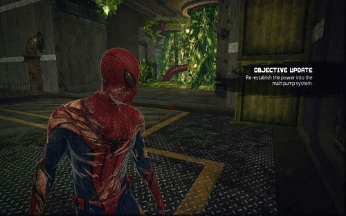 Gdy po raz drugi spotkasz się z pracownikiem ośrodka, idź do wypełnionego kwasem korytarza - Water Treatment Facility - Znajdźki - Niesamowity Spider-Man - poradnik do gry