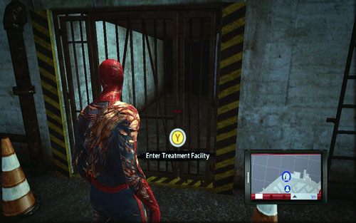 Wejście do ośrodka znajdziesz na wybrzeżu za podniszczonymi kratami - 3 - Water Treatment Facility - Misje dodatkowe - Niesamowity Spider-Man - poradnik do gry