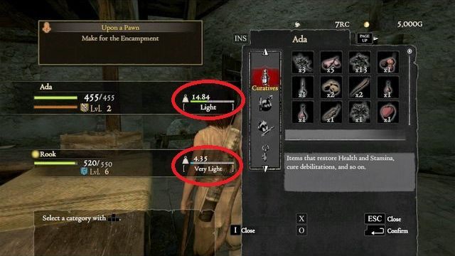 Swoje obciążenie i towarzyszy możesz zobaczyć na ekranie ekwipunku. Utrzymuj jak najniższy poziom obciążenia - Porady ogólne | Podstawowe informacje w Dragons Dogma - Dragons Dogma - poradnik do gry