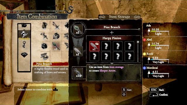 Ekran tworzenia przedmiotów - kombinacji - Tworzenie przedmiotów w Dragons Dogma | Przedmioty - Dragons Dogma - poradnik do gry