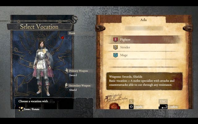 Ekran klas podstawowych - Klasy w Dragons Dogma | Postać i rozwój - Dragons Dogma - poradnik do gry