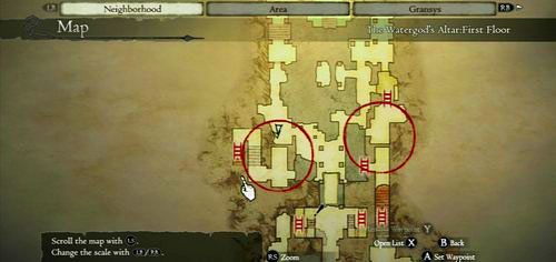 Dwa kolejne artefakty są na wyższym poziomie - trzeba jednak po nie wejść po schodkach lub drabinie z dołu (w bocznych pomieszczeniach) - The Watergods Altar | Akt 2 (ZG) w Dragons Dogma - Dragons Dogma - poradnik do gry