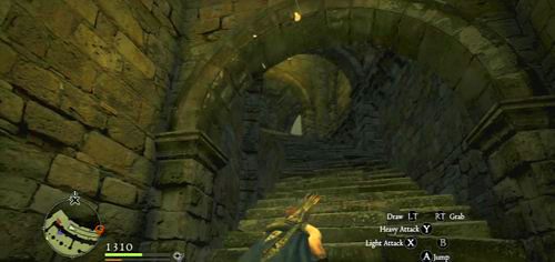 Przechodzimy przez kolejne wnętrza zamkowe i wspinamy się wąskimi, zakręcającymi schodami - Griffins Bane | Akt 3 (ZG) w Dragons Dogma - Dragons Dogma - poradnik do gry