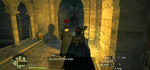 Aby dojść do komnaty króla, musimy trzymać się blisko Aldousa (w innym przypadku NPC będzie na nas czekał w miejscu) - Reward and Responsibility | Akt 5 (ZG) w Dragons Dogma - Dragons Dogma - poradnik do gry