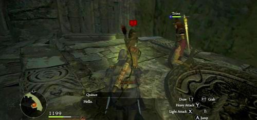 Po zebraniu 20 kamieni (każdy składa się z kilku mniejszych fragmentów), wracamy na górny poziom do Quince i rozmawiamy z nią - The Everfall | Akt 7 (ZG) w Dragons Dogma - Dragons Dogma - poradnik do gry