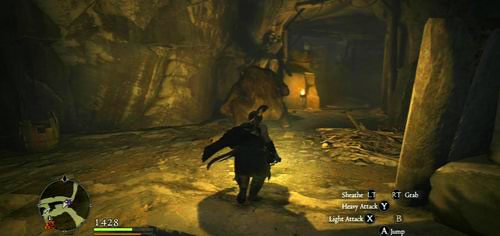 Pierwszy ogr posila się na półce skalnej przy głównym korytarzu - Of Merchants and Monsters | Akt 2 (ZP) w Dragons Dogma - Dragons Dogma - poradnik do gry