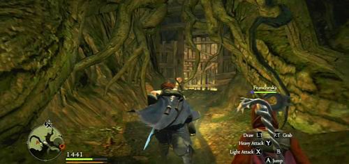 Po zabiciu golema przechodzimy do dalszej części lasu drzwiami ukrytymi pod korzeniem (nieopodal chaty) - Witch Hunt | Akt 2 (ZP) w Dragons Dogma - Dragons Dogma - poradnik do gry