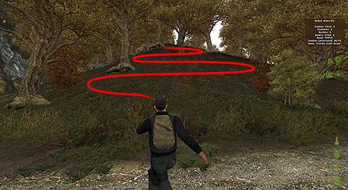 Bardzo skuteczną metodą gubienia pościgów jest wbieganie na strome wzniesienia - DayZ: Zombie - unikanie - DayZ - poradnik do gry