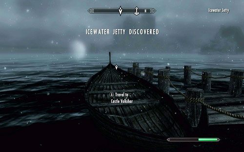 Niedaleko Northwatch Keep znajdziesz małą przystań, gdzie czeka na ciebie łódź (Icewater Jetty) - Bloodline | Początek | The Elder Scrolls V Skyrim Dawnguard - The Elder Scrolls V: Skyrim - Dawnguard - poradnik do gry