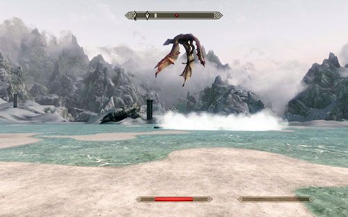 Na szczycie skręć na północ, przechodząc przez duże zamarznięte jezioro - Touching The Sky (1) | Ścieżka lorda wampirów | TES V Skyrim Dawnguard - The Elder Scrolls V: Skyrim - Dawnguard - poradnik do gry