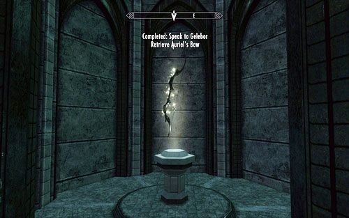 Po zakończeniu walki porozmawiaj z Geleborem, a następnie podnieś unoszący się w kapliczce łuk - Touching The Sky (2) | Ścieżka lorda wampirów | TES V Skyrim Dawnguard - The Elder Scrolls V: Skyrim - Dawnguard - poradnik do gry