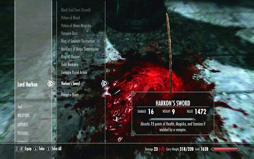 Pamiętaj także o zabraniu przedmiotów leżących przy resztkach dawnego lorda - Touching The Sky (2) | Ścieżka lorda wampirów | TES V Skyrim Dawnguard - The Elder Scrolls V: Skyrim - Dawnguard - poradnik do gry