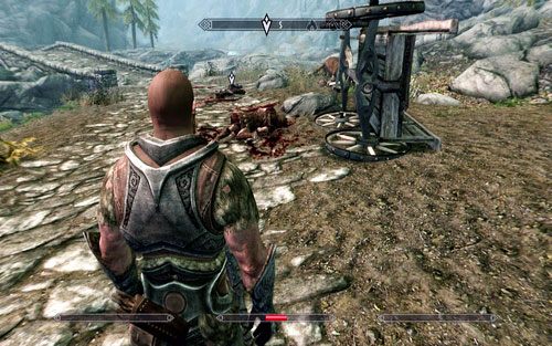 Podążając w tym samym kierunku, natkniesz się na przewrócony wóz, otoczony licznymi ciałami - Prophet | Ścieżka Dawnguarda | The Elder Scrolls V Skyrim Dawnguard - The Elder Scrolls V: Skyrim - Dawnguard - poradnik do gry