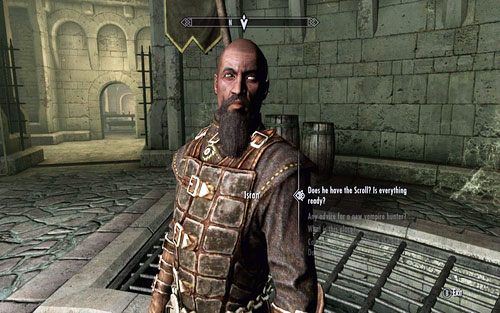 Gdy zdasz raport z wykonanej misji Isranowi, rozkaż uratowanemu mężczyźnie przeczytać zwój - Prophet | Ścieżka Dawnguarda | The Elder Scrolls V Skyrim Dawnguard - The Elder Scrolls V: Skyrim - Dawnguard - poradnik do gry