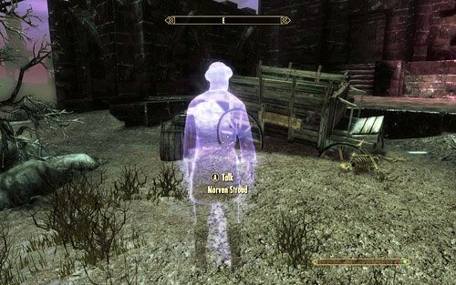 Po przejściu na drugą stronę muru, idź cały czas na wschód, aż dotrzesz do martwego kupca - Impatience of a Saint | Wspólne zadania poboczne | TES V Skyrim Dawnguard - The Elder Scrolls V: Skyrim - Dawnguard - poradnik do gry