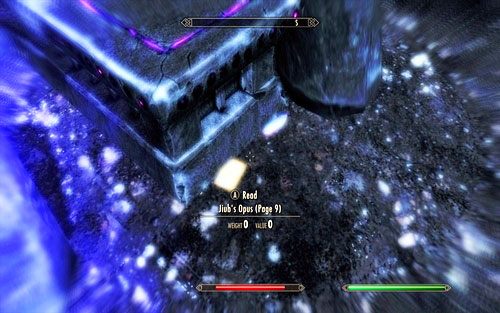 Strona nr 9 znajduje się za skrzynią stojąca pod kryształem - Impatience of a Saint | Wspólne zadania poboczne | TES V Skyrim Dawnguard - The Elder Scrolls V: Skyrim - Dawnguard - poradnik do gry