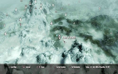 Gdy zbierzesz wszystkie fragmenty udaj się do miejsca gdzie ukryto kuźnię, czyli Ruins of Bthalft - na południowy-wschód od Ivarstead - Lost to the Ages (2) | Wspólne zadania poboczne | TES V Skyrim Dawnguard - The Elder Scrolls V: Skyrim - Dawnguard - poradnik do gry