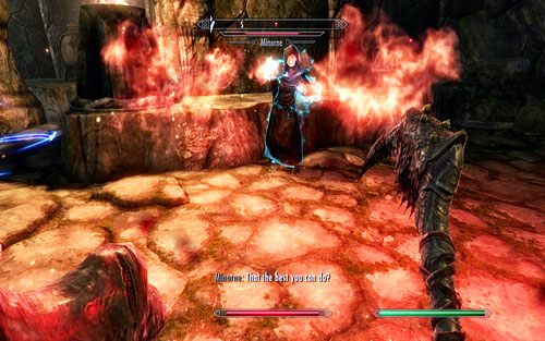 W dużej sali wewnątrz świątyni zaatakuje cię grupka wrogów dowodzonych przez czarodziejkę Minornę - Dawnguard | Zadania poboczne frakcji | The Elder Scrolls V Skyrim Dawnguard - The Elder Scrolls V: Skyrim - Dawnguard - poradnik do gry