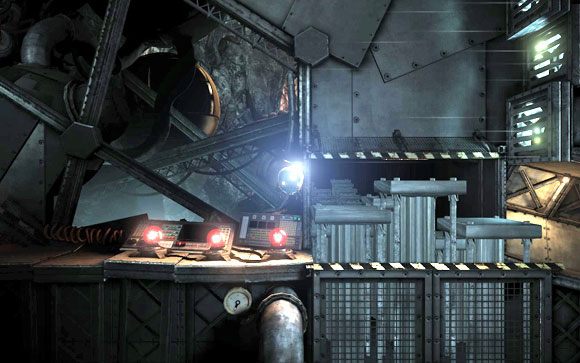 Kolejna zagadka wymaga nieco zręczności - są to schody, wędrujące z góry na dół [#9] - Fabryka | Unmechanical - Unmechanical - poradnik do gry