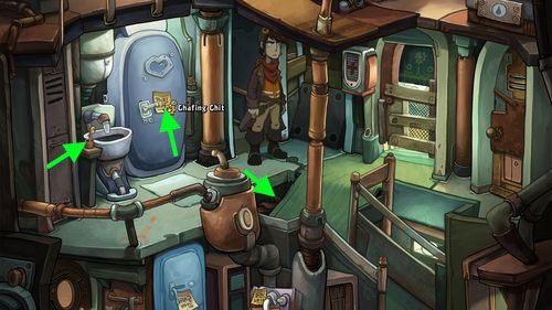 Zabierz notkę (Chafing Chit) z drzwi łazienkowych (Bathroom Door) - Deponia: Spakuj walizkę (Kuvaq) - solucja, opis przejścia - Deponia - poradnik do gry