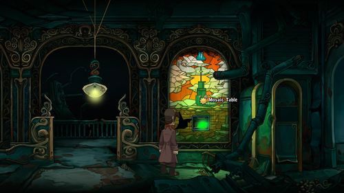 Wróć do brudnej mozaiki w hali i umyj ją mopem - Deponia: Wyczyść mozaikę (Niższa Stacja Wschodzenia) - solucja - Deponia - poradnik do gry