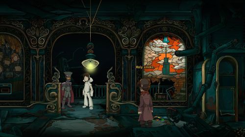 Ujrzysz Cletusa knującego z Argusem, dowódcą Organonów - Deponia: Dobij targu z Cletusem (Niższa Stacja Wschodzenia) - solucja - Deponia - poradnik do gry