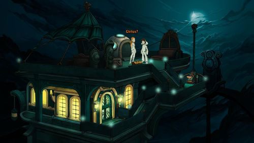 W kolejnej scenie widzimy Goal i Cletusa, przekonującego dziewczynę, iż Deponia jest niezamieszkała, a więc można ją zlikwidować - po chwili oboje ruszają do Elysium - Deponia: Przywróć Goal prawdziwą osobowość (Niższa Stacja Wschodzenia) - solucja - Deponia - poradnik do gry