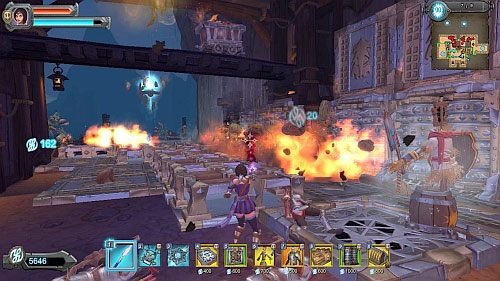 Stwórz z prawej strony (P4) z barykad wąską ścieżkę przy ścianie (barykady ustaw za drugimi torami, aby przeciwnicy atakujący z lewej też przechodzili przez ścieżkę) - Etap 7 - Urwisko | Solucja Orcs Must Die! 2 - Orcs Must Die! 2 - poradnik do gry