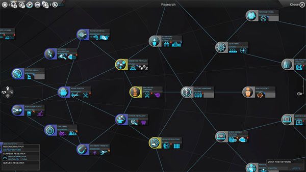 Fragment gałęzi nauk - Drzewko Technologiczne - Endless Space - poradnik do gry