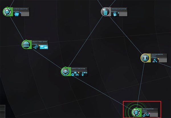 Technologie w kolorze zielonym należą do sekwencji opracowywanych technologii - początkiem łańcuszka jest tutaj technologia w ramce - Drzewko Technologiczne - Endless Space - poradnik do gry