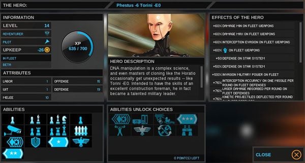 Każdy z nich poza klasą, atrybutami posiada również zdolności (ABILITIES) - Akademia - bohaterowie - Endless Space - poradnik do gry