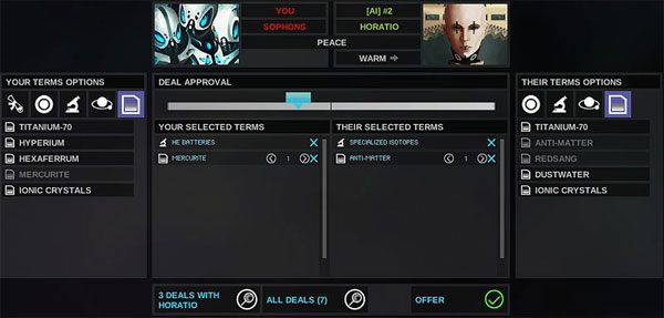 Pertraktacje - technologa za technologię, minerał za minerał. Oferta wydaje się być uczciwa. - Dyplomacja - Endless Space - poradnik do gry