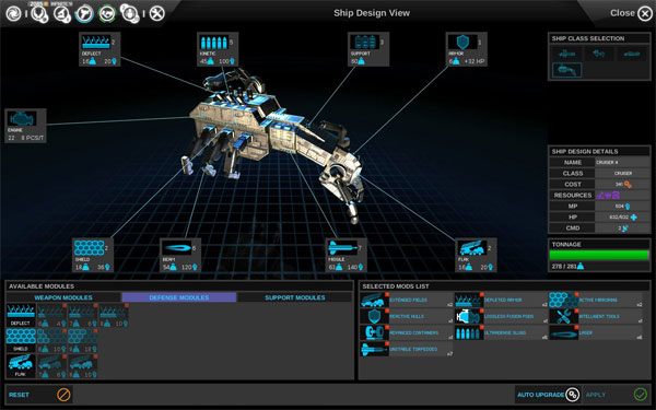 Sprzęt bojowy, zwany w grze modułami, został podzielony na trzy kategorie: ofensywną, defensywną oraz wsparcia - Flota - Endless Space - poradnik do gry