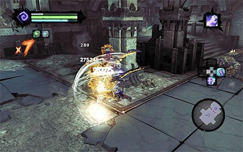 Bitwa rozgrywana w tej lokacji jest dwuczęściowa i na początek do wyeliminowania będzie dwóch kościanych mistrzów - Przeszukaj Miasto Umarłych - początek | Miasto Umarłych | Darksiders 2 - Darksiders 2 - poradnik do gry