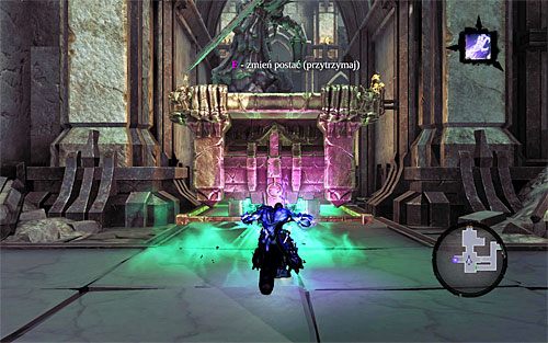 Pierwszą połówkę ponownie oddeleguj do zadania skorzystania z centralnego mechanizmu i opuszczenia dużej kraty - Przeszukaj Miasto Umarłych - zachodnia część | Miasto Umarłych | Darksiders 2 - Darksiders 2 - poradnik do gry