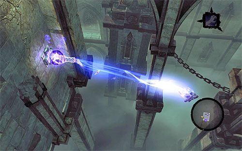 Zlokalizuj interaktywne pnącza i przystąp do wspinaczki, chwytając się po drodze sufitu i przemieszczając się następnie na kolejną pionową ścianę - Przeszukaj Miasto Umarłych - powrót do zachodniej części | Miasto Umarłych - Darksiders 2 - poradnik do gry