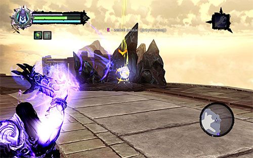 Przełącz się na drugą połówkę i ponownie skorzystaj z lewej interaktywnej krawędzi w celu przedostania się na fragment balkoniku, który wcześniej był okupowany przez anioły - Znajdź Archonta | Klucz do odkupienia | Darksiders 2 - Darksiders 2 - poradnik do gry